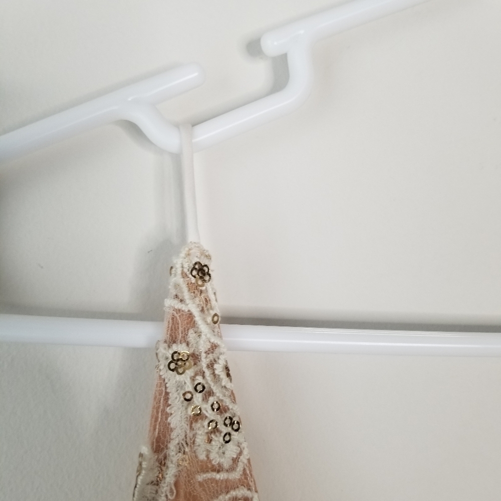 Free People Night Shimmers Mini Dress Lace Sparkly Size S Ivory/Beige Neutral - Picture 8 of 14